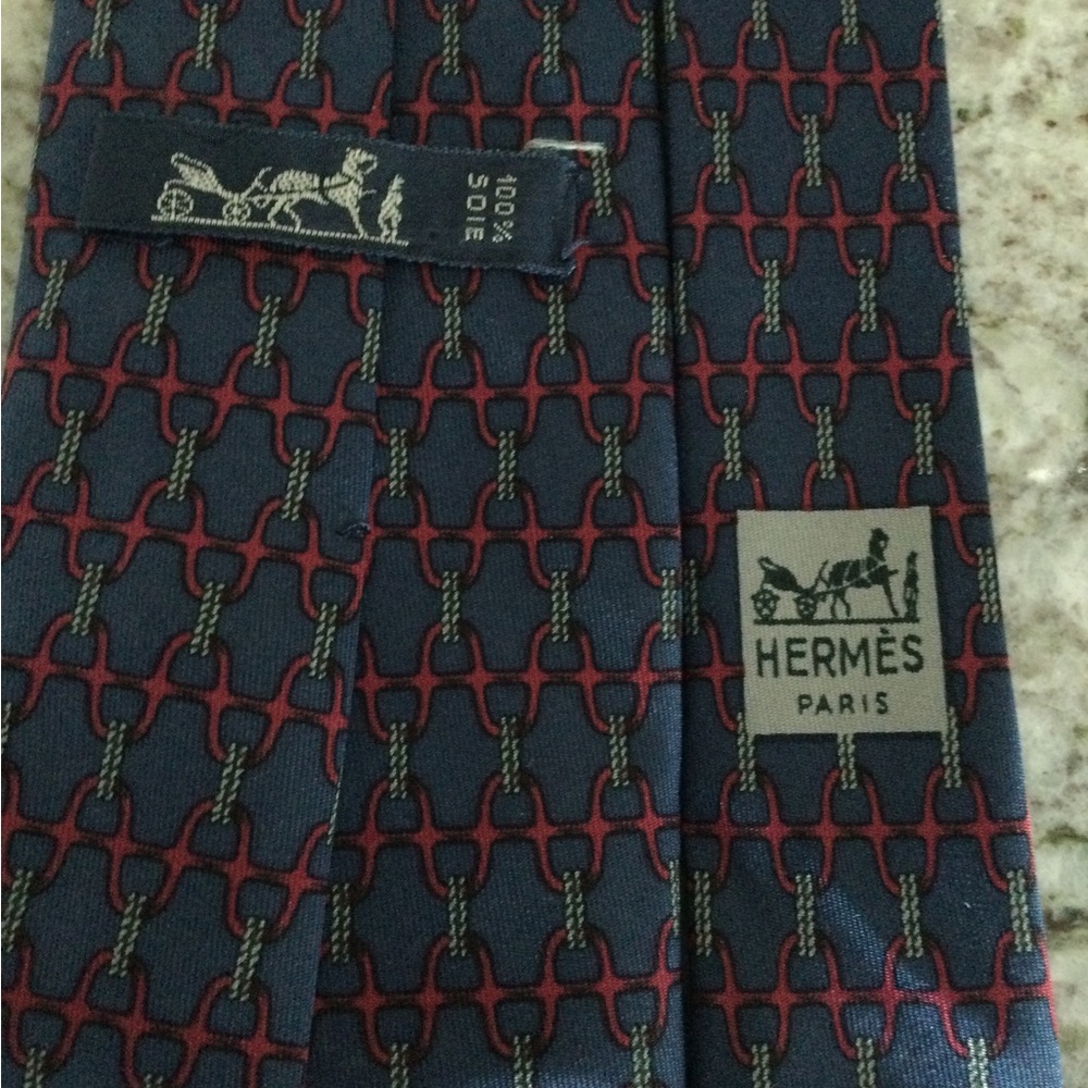 Men's Navy and Red Silk Tie